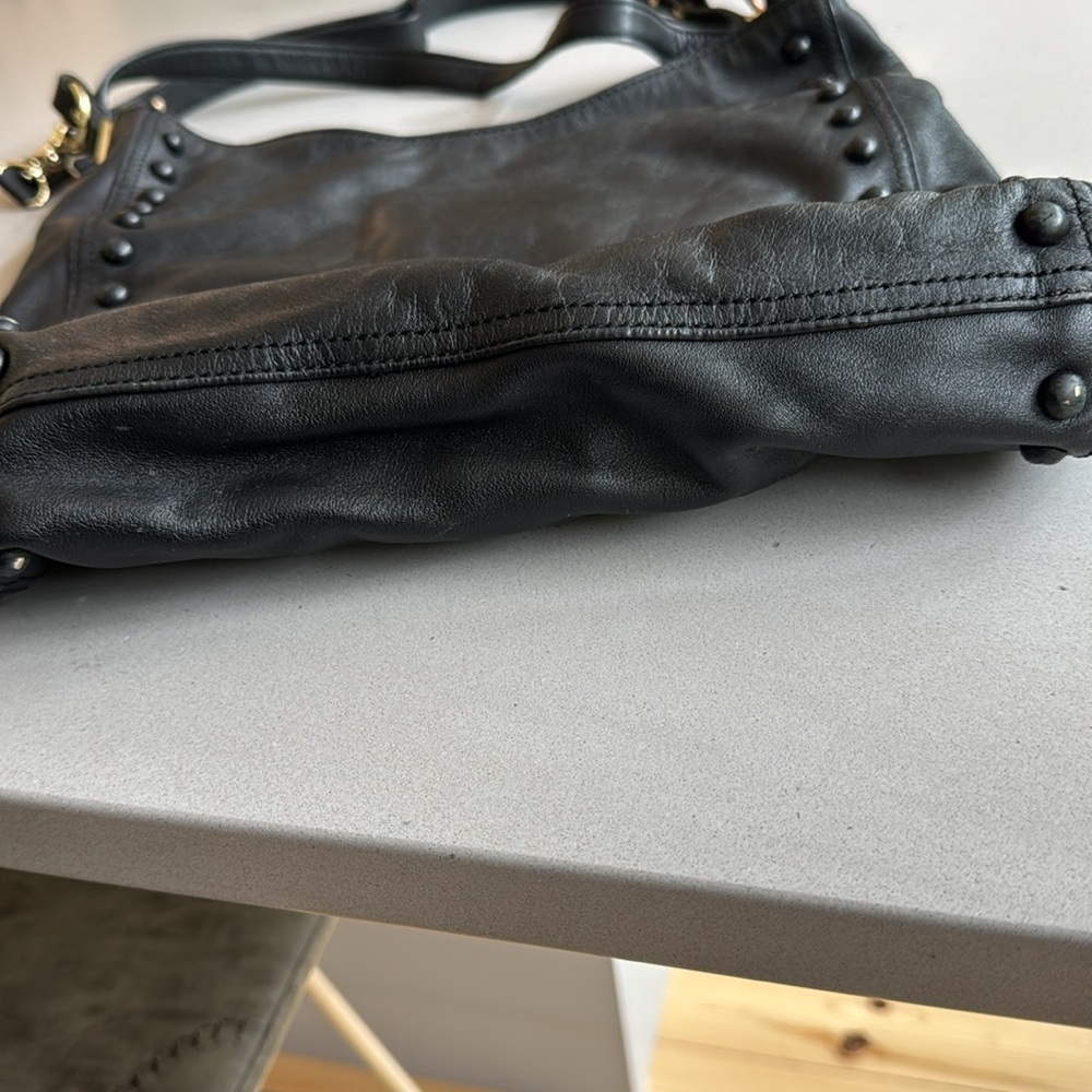 Loeffler Randall Black Leather Studded Shoulder Bag | classic everyday tote work - Picture 6 of 12